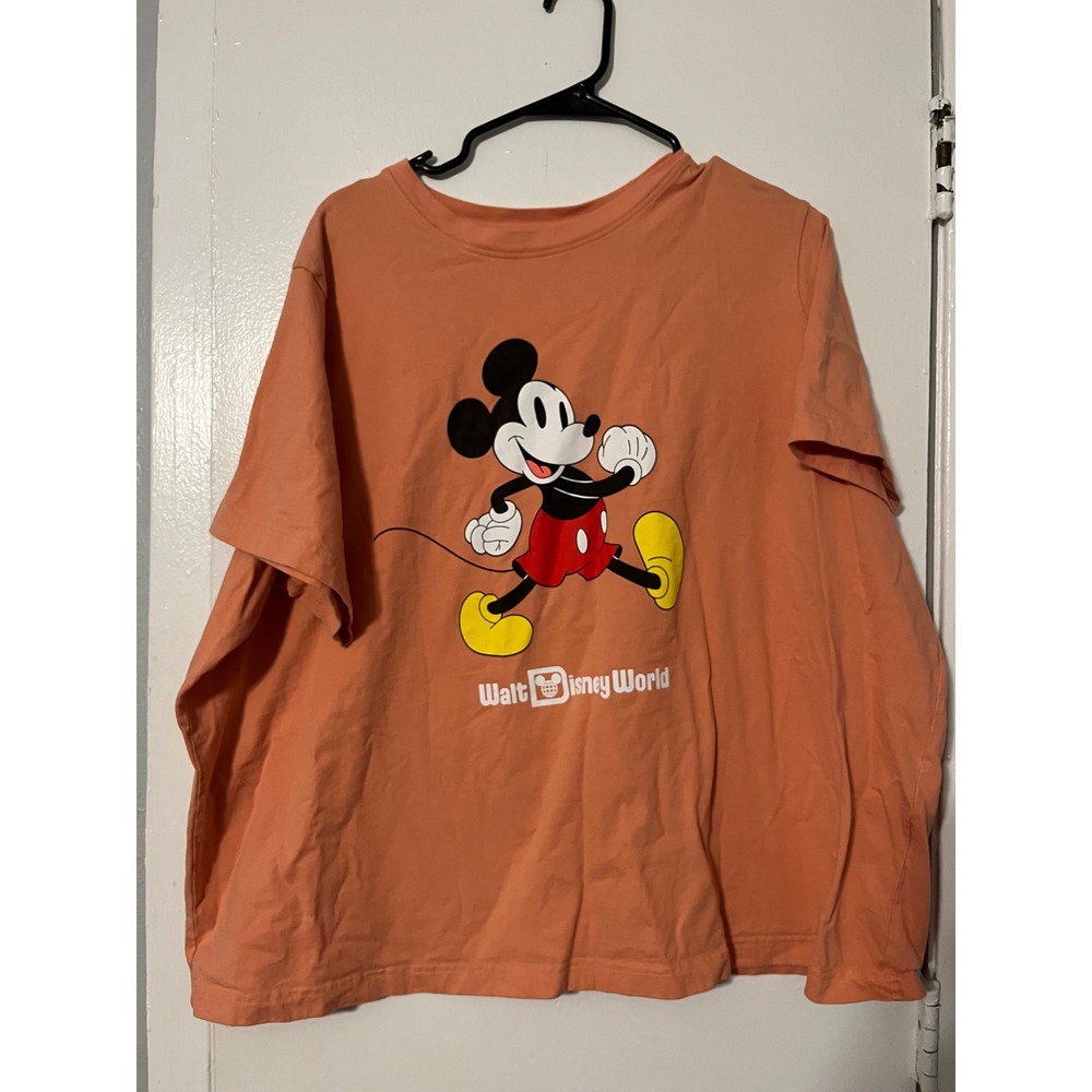 Disney Mickey Mouse Walt Disney World Coral Pink Graphic T-Shirt Womens 2X